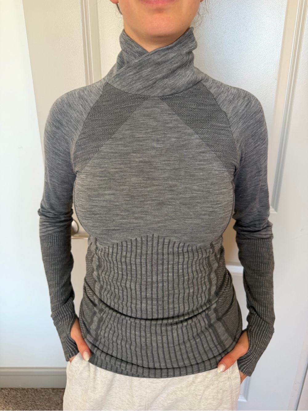 Athleta Grey Seamless Turtleneck Sweater